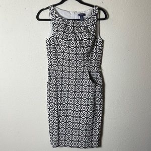 Vintage Chaps White black Patterned-Sheath-Dress with pockets 6